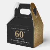 Gold Confetti Black 60th birthday Personalized Bedankdoosjes (Achterkant)
