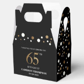 Gold Confetti Black 65e verjaardag Favor Box Bedankdoosjes (Geopend)