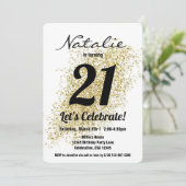Gold Confetti Black en White Girl Birthday Kaart (Staand voorkant)