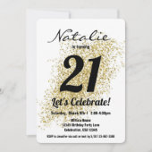 Gold Confetti Black en White Girl Birthday Kaart (Voorkant)