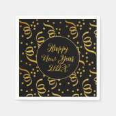 Gold Confetti Black, gelukkig nieuwjaar Servet (Voorkant)