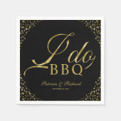 Gold Confetti Black I Do BBQ Engagement Party Servet (Voorkant)