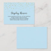 Gold Confetti Blue Baby Display Shower Informatiekaartje (Voorkant / Achterkant)