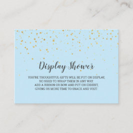 Gold Confetti Blue Baby Display Shower Informatiekaartje