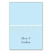 Gold Confetti Blue Baby shower Buffet Food Labels Kaart (Voorkant)