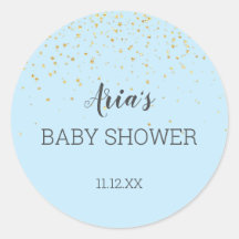 Gold Confetti Blue Baby shower Envelope Seal