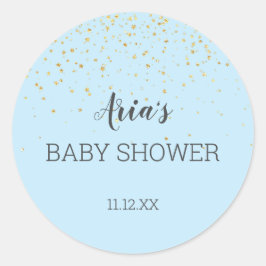 Gold Confetti Blue Baby shower Envelope Seal Ronde Sticker