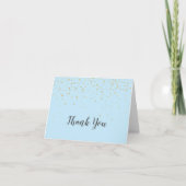 Gold Confetti Blue Baby shower - Hartelijk dank Bedankkaart (Voorkant)