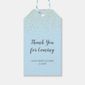 Gold Confetti Blue Baby shower Hartelijk dank Cadeaulabel (Voorkant)