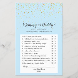 Gold Confetti Blue Baby shower mama of papa Game Flyer