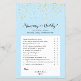 Gold Confetti Blue Baby shower Mummy of papa Game Flyer