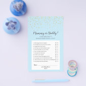 Gold Confetti Blue Baby shower Mummy of papa Game Flyer (Enkel)
