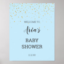 Gold Confetti Blue Baby shower Welkomstteken