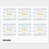 Gold Confetti Blue Stripes Afstuderen Square Vierkante Sticker (Vel)