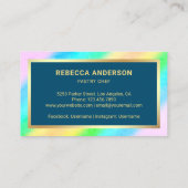 Gold Confetti Blue Whisk Pastry Chef Bakery Visitekaartje (Achterkant)