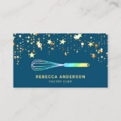 Gold Confetti Blue Whisk Pastry Chef Bakery Visitekaartje (Voorkant)
