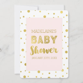 Gold Confetti Blush Pink Baby Shower Invitaties Kaart