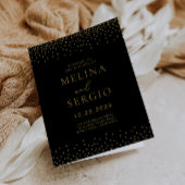 Gold Confetti Boho Black Folded Wedding Programma