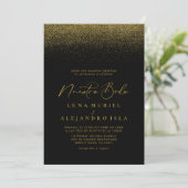 Gold Confetti Boho Black Nuestra Boda Wedding Kaart (Staand voorkant)