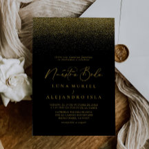 Gold Confetti Boho Black Nuestra Boda Wedding