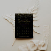 Gold Confetti Boho Black Save the Date Calendar