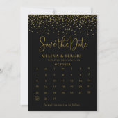 Gold Confetti Boho Black Save the Date Calendar (Voorkant)