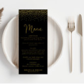 Gold Confetti Boho Black Wedding Menu
