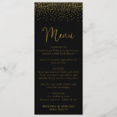 Gold Confetti Boho Black Wedding Menu (Voorkant)
