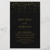 Gold Confetti Boho Black Wedding-programma (Voorkant)