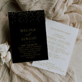 Gold Confetti Boho Black Wedding-programma