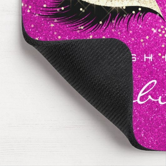 Gold Confetti Branding Beauty Hot Pink Lashes Muismat (Hoek)