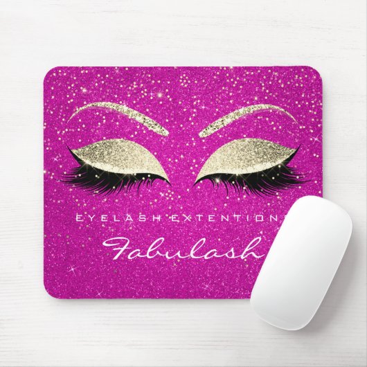 Gold Confetti Branding Beauty Hot Pink Lashes Muismat (Met muis)