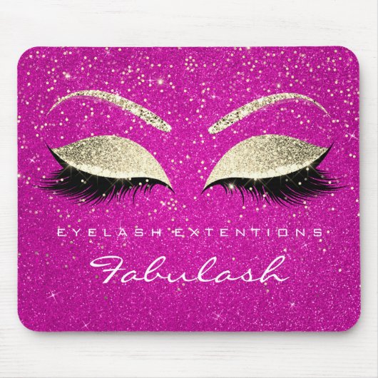 Gold Confetti Branding Beauty Hot Pink Lashes Muismat (Voorkant)