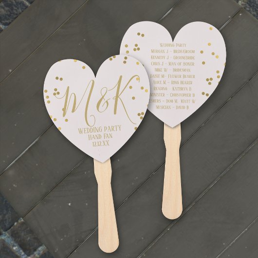 Gold Confetti Bridal Blush Wedding Party Hand Fans Handwaaier