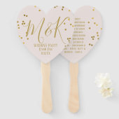 Gold Confetti Bridal Blush Wedding Party Hand Fans Handwaaier (Voorkant en achterkant)