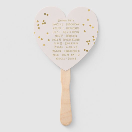 Gold Confetti Bridal Blush Wedding Party Hand Fans Handwaaier (Achterkant)
