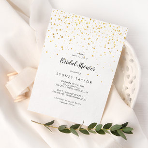 Gold Confetti Bridal Shower Kaart