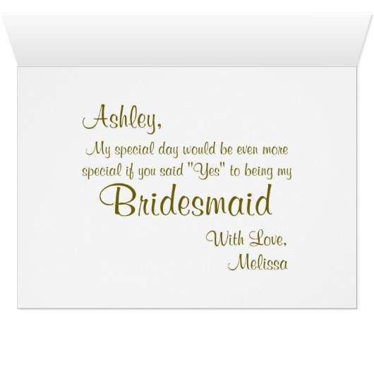 Gold Confetti Bridesmaid Invite (Binenzijde Horizontaal (Onderkant))