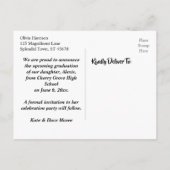 Gold Confetti Bright Blue Afstuderen Save the Date Briefkaart (Achterkant)