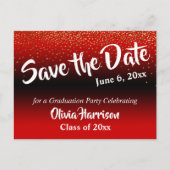 Gold Confetti Bright Red Afstuderen Opslaan datum Briefkaart (Voorkant)