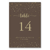 Gold Confetti Brown Calligraphy Wedding Kaart (Achterkant)