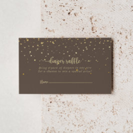 Gold Confetti Brown diaper Raffle Ticket Informatiekaartje