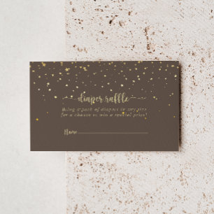 Gold Confetti Brown diaper Raffle Ticket Informatiekaartje