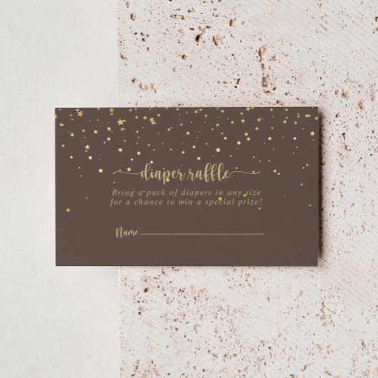 Gold Confetti Brown diaper Raffle Ticket Informatiekaartje