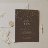 Gold Confetti Brown I Do BBQ Engagement Party Kaart