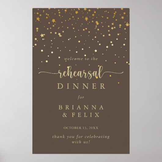 Gold Confetti Brown repetitie Welkomstwoord Poster (Voorkant)