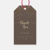 Gold Confetti Brown Weddenschap Hartelijk dank Cadeaulabel (Voorkant)