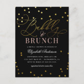 Gold Confetti Bubble & Brunch Vrijgezellenfeest Uitnodiging Briefkaart (Voorkant)