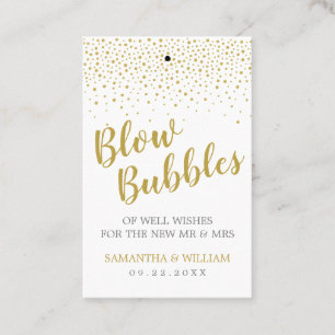 Gold Confetti Bubble Wand Label   Aangepaste kleur