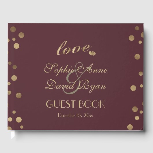 Gold Confetti Burgundy - 50e Surprijdag Gastenboek (Voorkant)